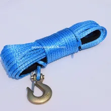 Синий 6 мм* 15 м лебедка веревка крюк, кевларовый лебедка кабель, лодка лебедка веревка, Синтетический канат