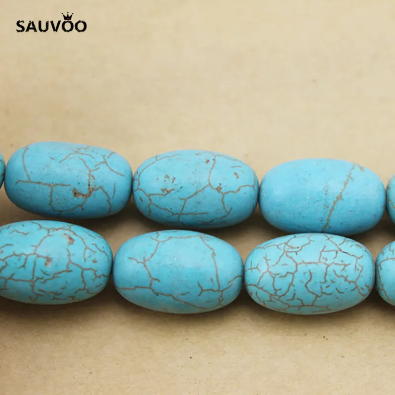 SAUVOO приблизительно 18 шт./лот синий Howlite с рисунком трещин Длинные круглые