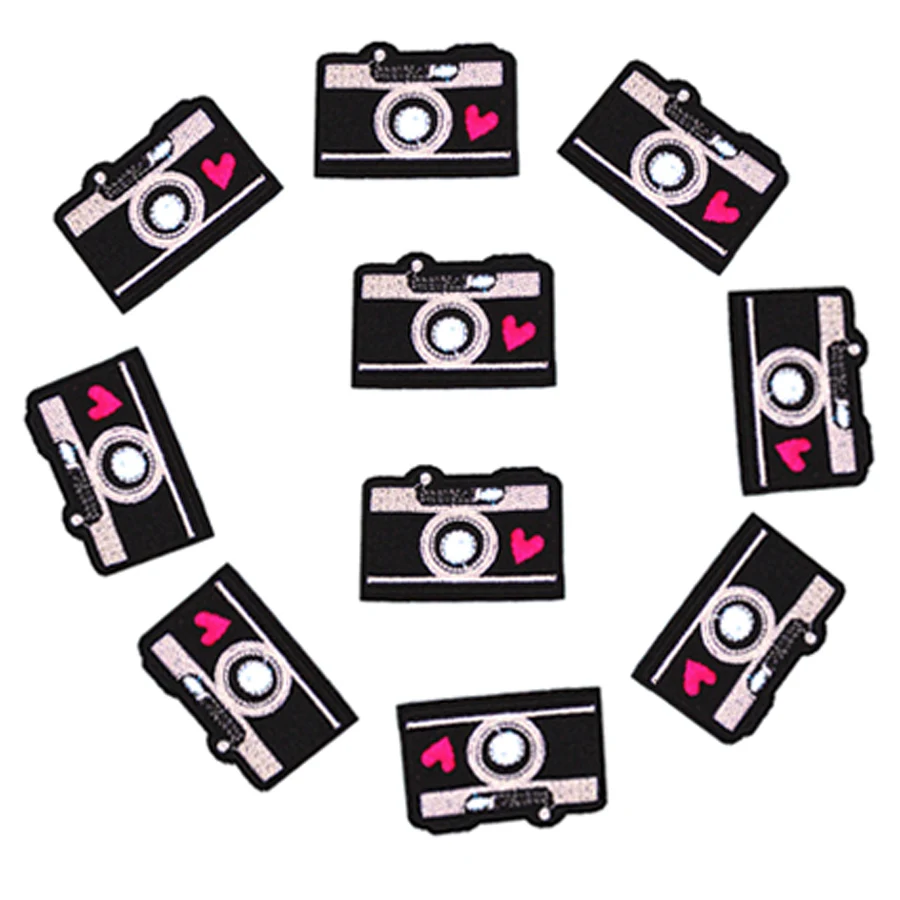 

Camera shape Patch Iron Embroidered Patch Applique Iron on Patches Sewing Accessories Badge Stickers on Clothes Bag DIY BT095