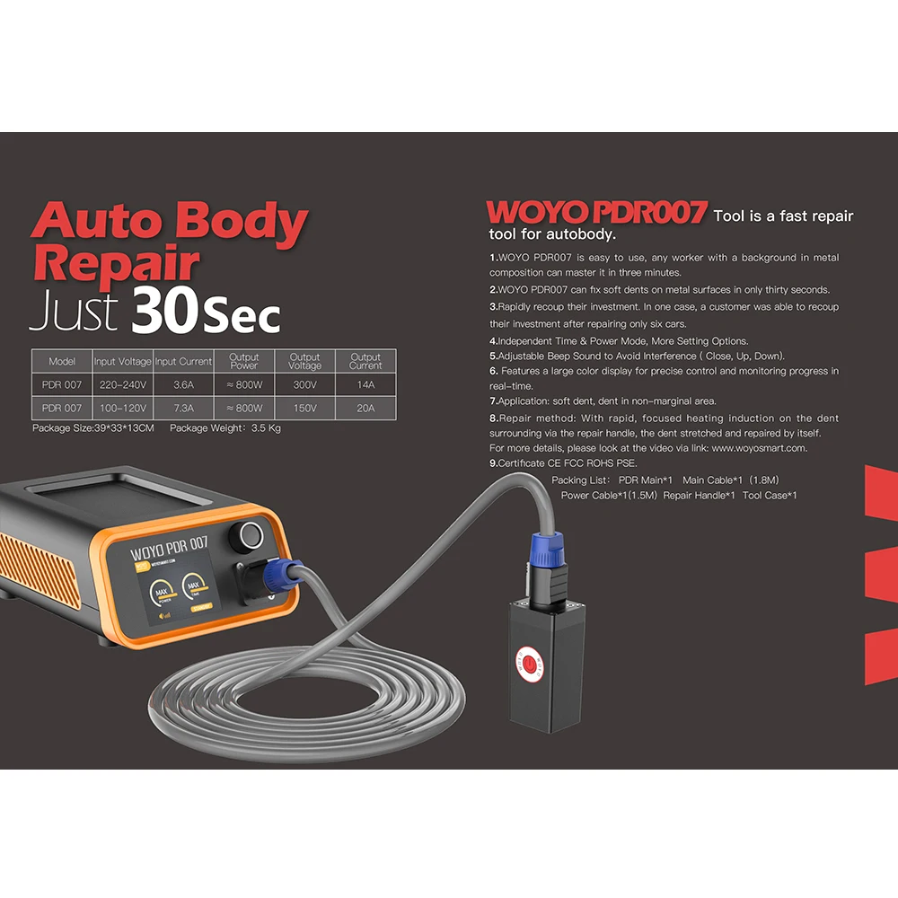 Woyo Pdr007 Nagrzewnica Indukcyjna Magnetyczna Paintless Dent Narzędzia Do Naprawy Auto Zestaw Do Naprawy Nadwozia Dent Removal Removing Dents Remove Kitremover Repair Tool Kit Aliexpress