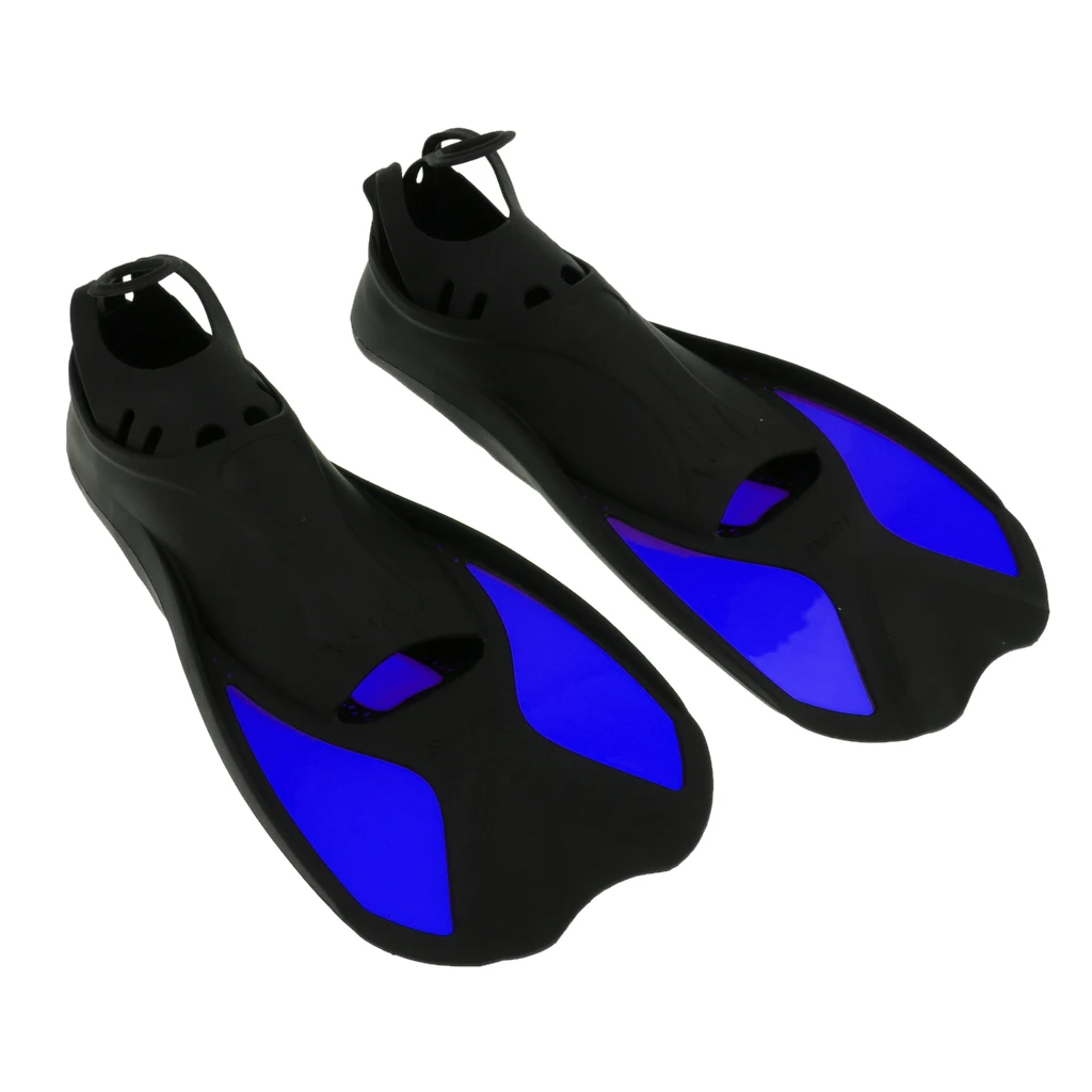 Kid Adult Full Foot Short Fins Scuba Diving Swim Training Flippers Blue L