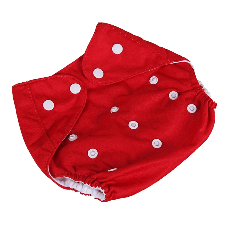 

[QianQuHui] 0-3 Years Old Baby Reusable Nappies Adjustable Washable Breathable Cloth Diapers Cover Training Shorts Button Red