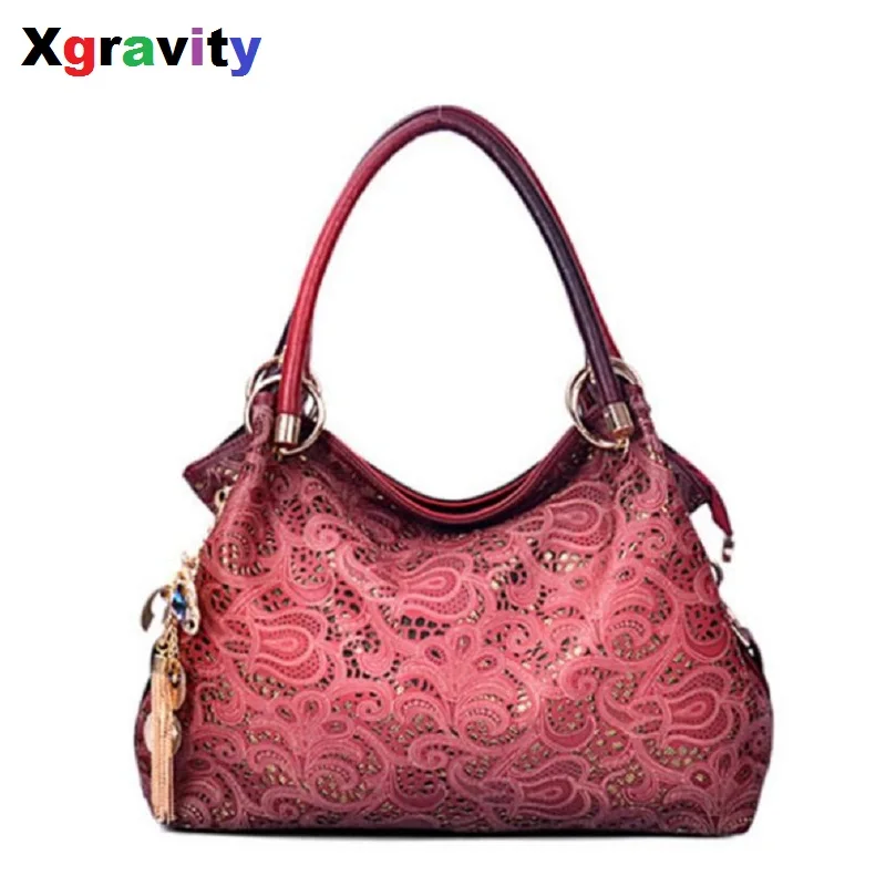

XGRAVITY 2018 New Women Fashion One Shoulder Tote Handbags Elegant Carved Flower Design Top Quality Lady Bags Woman Handbag H048