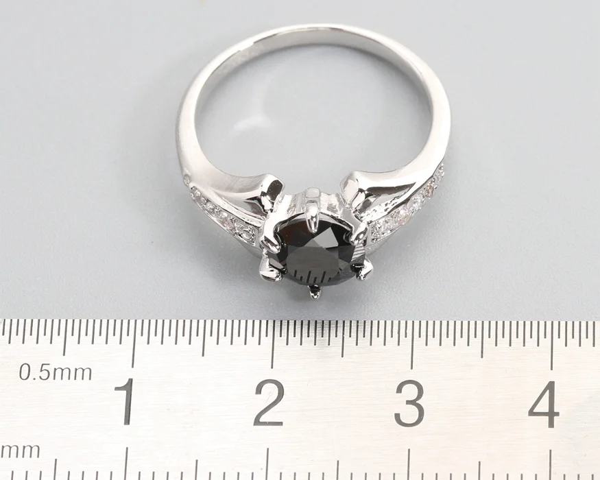 United Black Stone 7*7 мм полудрагоценный камень серебро крутое женское кольцо Q1905|silver prom