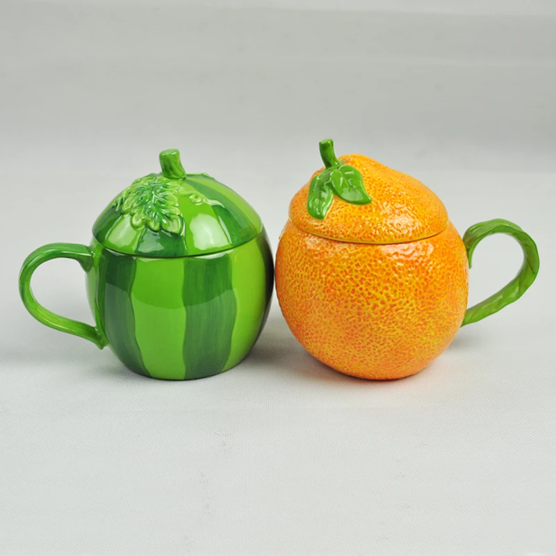 Фруктовая Клубничная кружка, большая емкость, Оранжевый Арбуз, керамическая молочная чашка, кофейные чашки, чашка, индивидуальный подарок CL90322