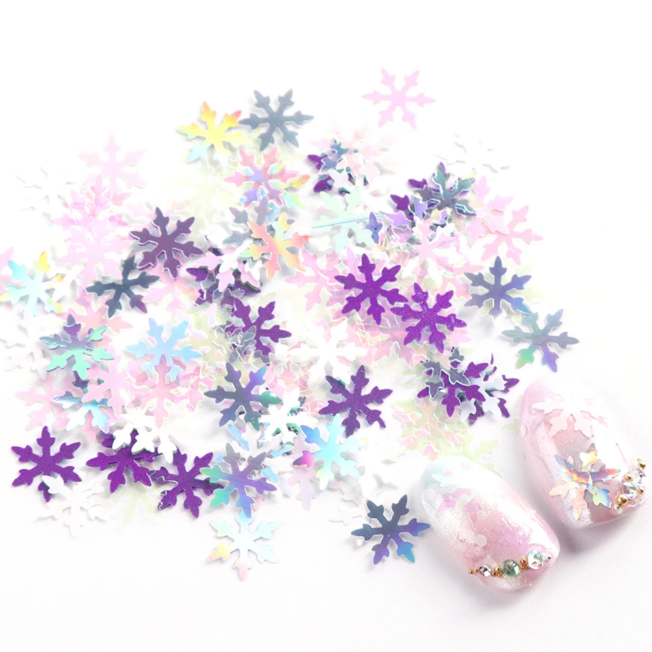 1 коробка для ногтей блестки снежинки Рождественские украшения блестящий дизайн Смешанные цвета 3D наклейки Лак для ногтей TR716