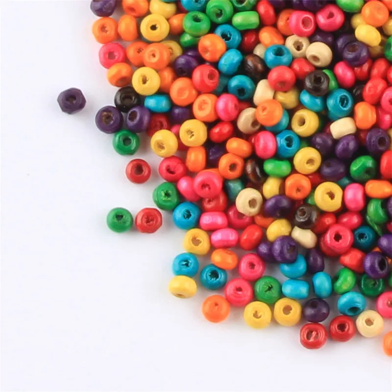 500pcs Wood Beads Round Orange Color 4x3mm.