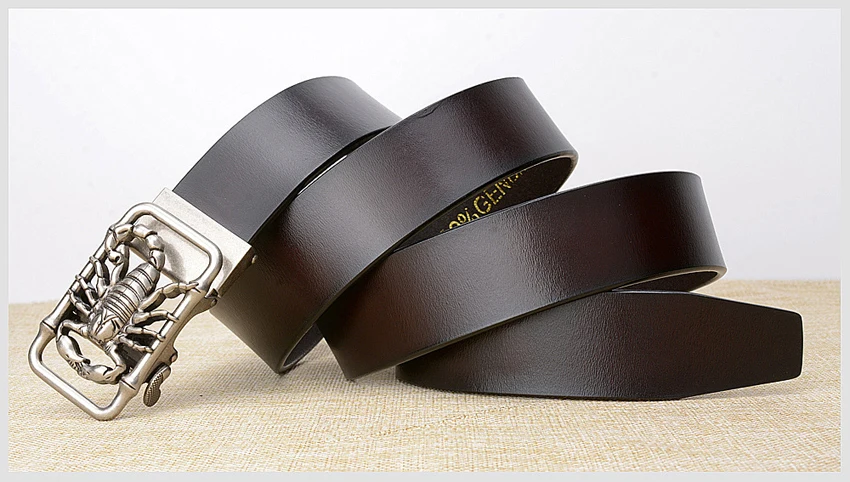 Factory Direct Brand Designer Belt Men High Quality Real Leather Belts Strap Male Retro Scorpion Automatic Buckle Belt for Men
