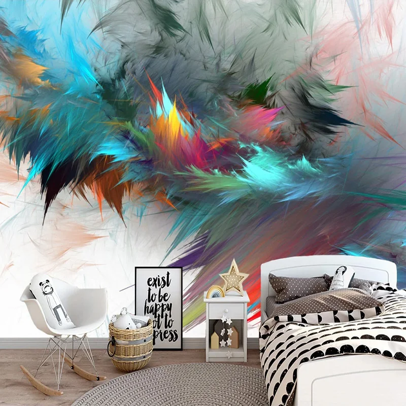 Photo Wallpaper 3d Abstract Watercolor Art Colorful Feathers Murals Living  Room Bedroom Creative Decor Wall Painting Wallpapers - Wallpapers -  AliExpress