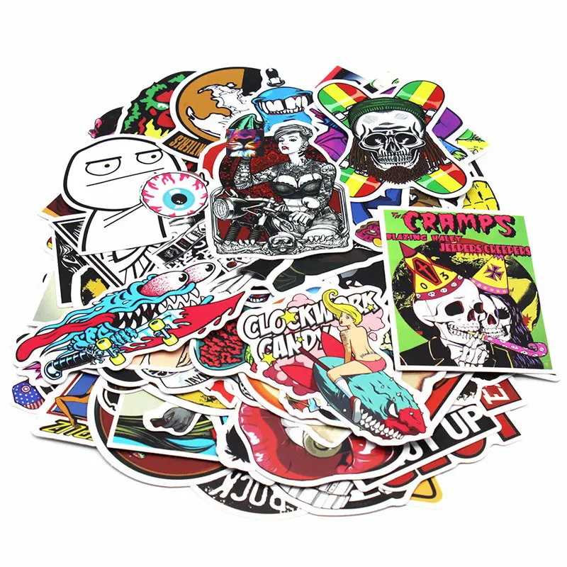 100 Pcs Waterproof Mixed DIY Motorcycle moto Bike Car Stickers Decal laptop luggage Skateboard Sticker car Styling Decal Sticker