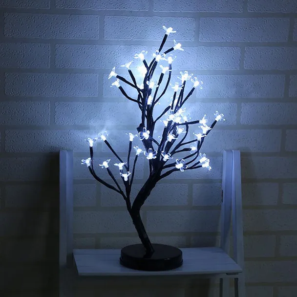 2 стиля искусственное растение бонсай цветок сливы Настольный светильник бонсай дерево 48 светодиодный водонепроницаемый цветочный горшок F300401