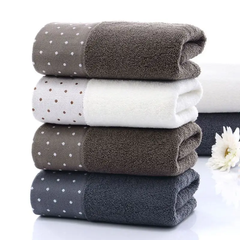 100% Cotone Assorbente del Modello di Puntino di Colore Solido Morbida E Confortevole Delle Donne Degli Uomini di Bagno A Mano Viaggio Viso Asciugamano 2 pz