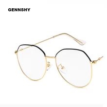 Корейский большой полигон очки кадр ретро аномалия металла оптически рамки Высокое качество модные кадров золота с черный