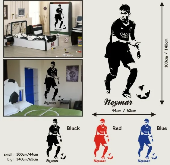 Neymar  Football   Soccer Wall Sticker  Vinyl Poster Decal Decor Sports sticker Free Shipping