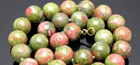 

ddh003235 17" 14mm olive nature round stone necklace