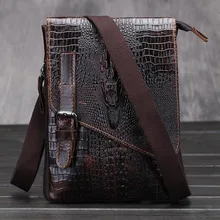 Высокое качество масла Воск из воловьей кожи через плечо, мужская сумка, бизнес сумка через плечо Портфели с узором «крокодиловая кожа» Винтаж для Для мужчин сумки