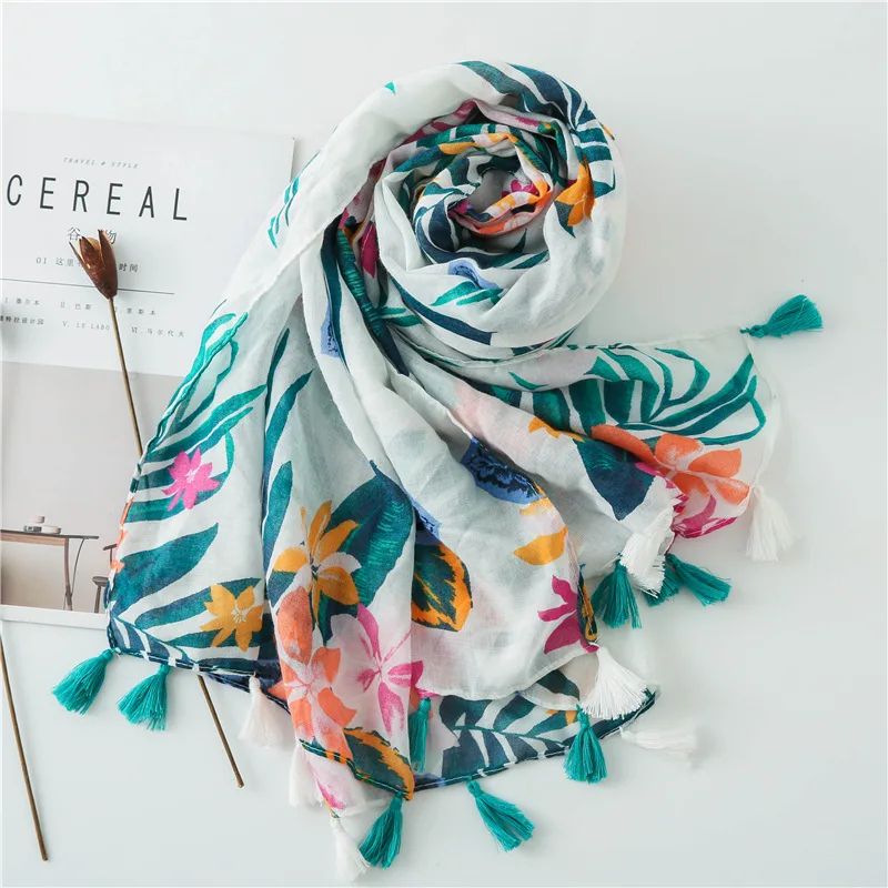 Luxurious Leaves Print Metallic Foil Scarf Winter Wood Blend Shawl Pashmina Wrap
