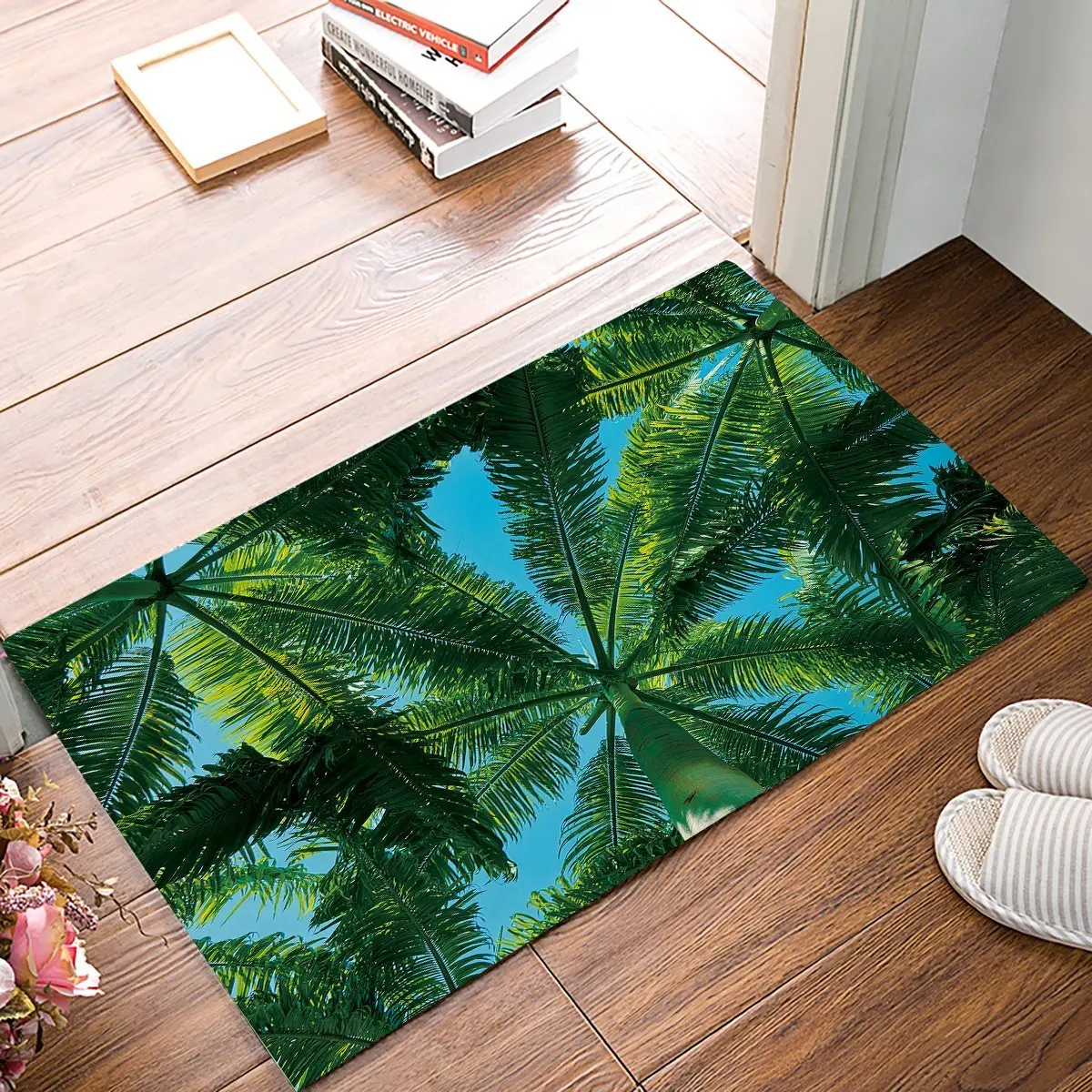 Summer Theme Coconut Leaves Door Mats Kitchen Floor Bath Entrance Rug