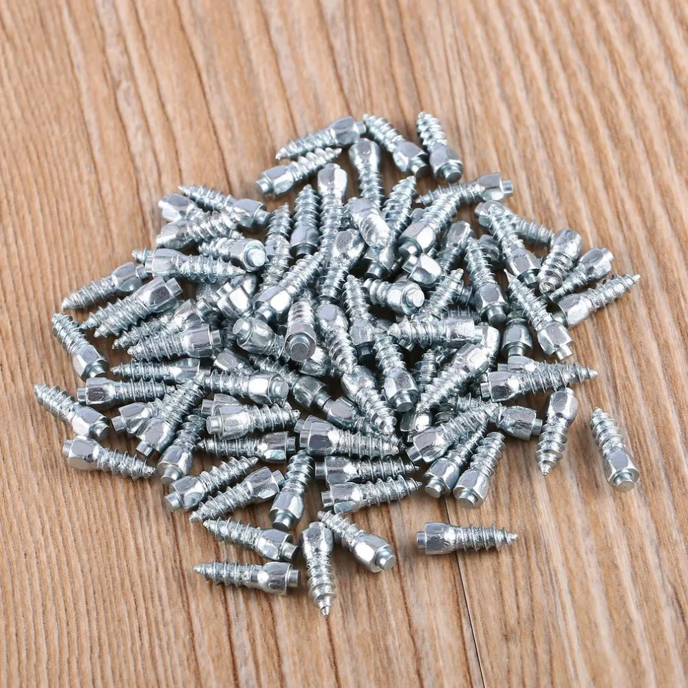 

New 100 Pcs Metal Winter Stud Screw Auto Car SUV ATV Anti-Slip Screw Stud Wheel Tyre Snow Tire Spikes Trim Auto Accessories