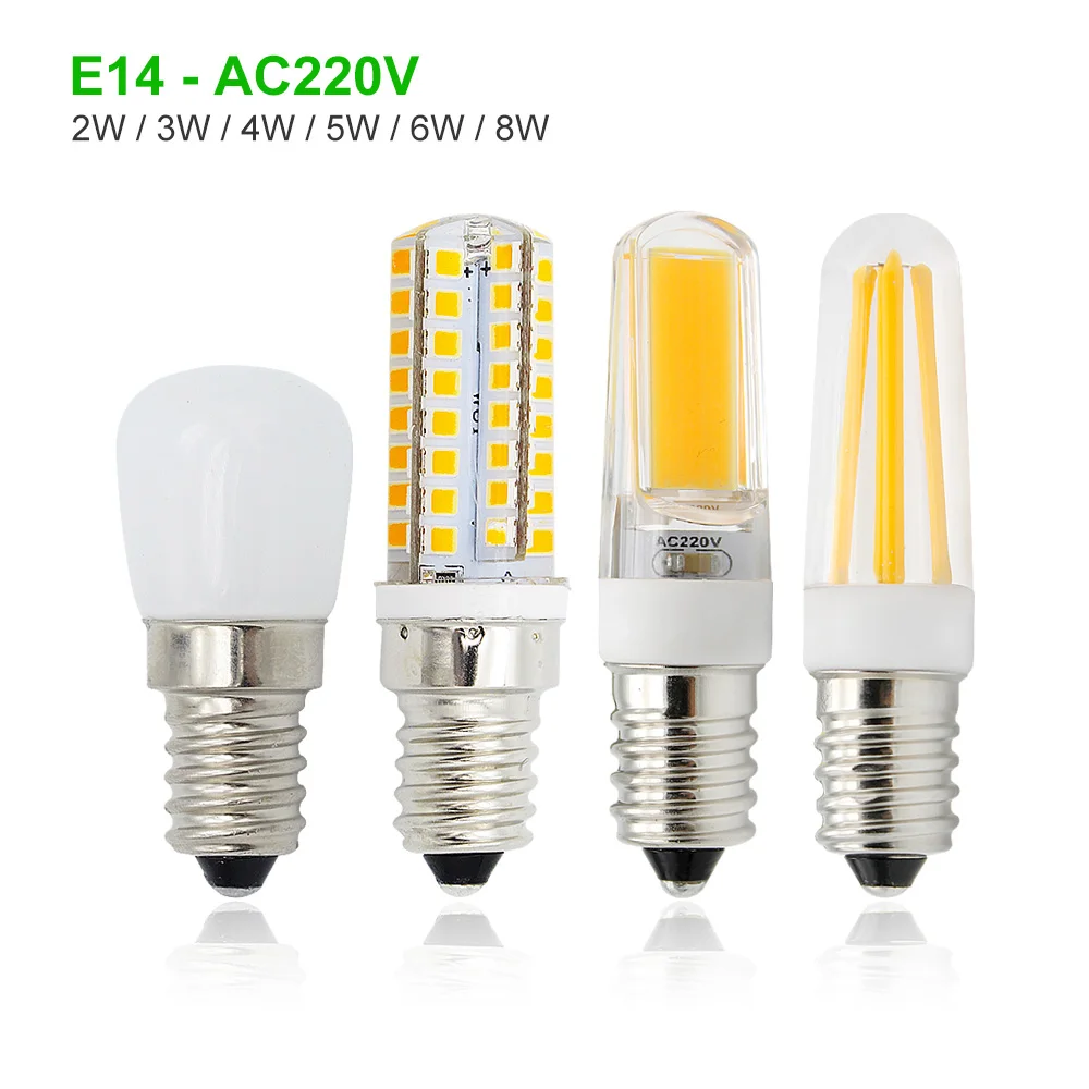 E14 Mini-Kühlschrank Lampe LED COB Birne Kühlschrank Kronleuchter Birne ee