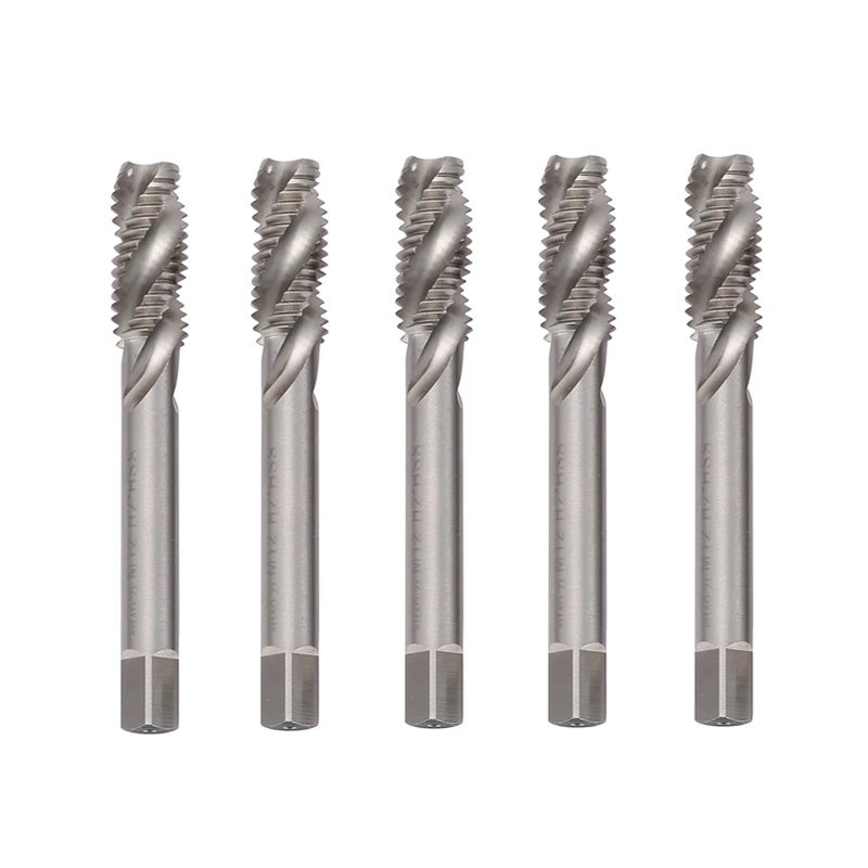 5Pcs M12 Spiral Fluted Machine Hands Screw Tap Metric HSS Spiral