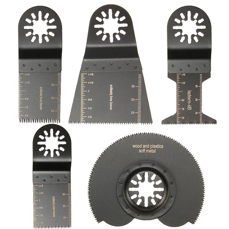 

5Pcs Oscillating Multi Tool Saw Blades Bi-Metal Universal Fine Tooth Half Circular Flush For Parkside Workzone Einhell Challen