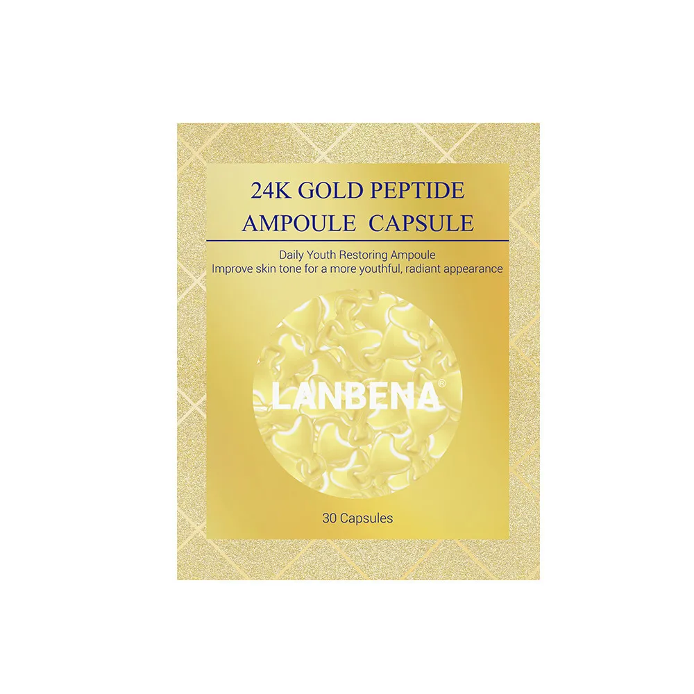 Gold 24k золото пептид морщины ампулы капсулы Сыворотка для лица крем для век-старение Отбеливание, лечение акне лифтинг 30 зерна - Вес нетто: 24K Wrinkle Serum
