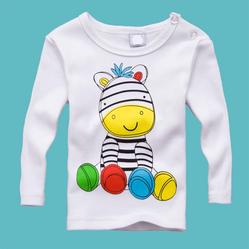

2019 Girls t-shirts Children spring autumn clothing for baby boys long sleeve t shirts animal owl dog giraffe animals