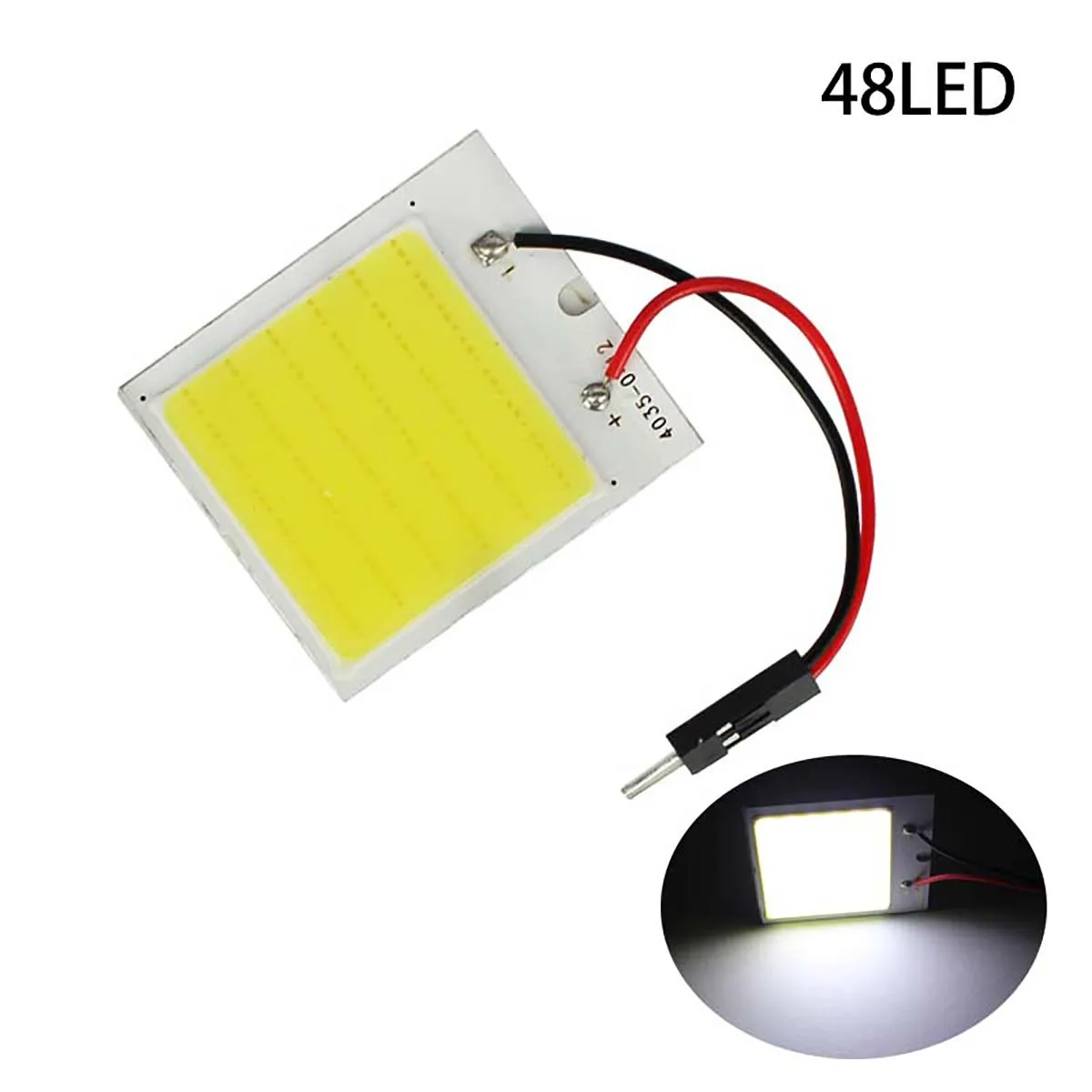 Высокое качество COB светодиодный панельный светильник супер белый автомобильный светильник для чтения карты Авто купольная интерьерная лампа с адаптером T10 Festoon Base 12 В DC - Испускаемый цвет: 48led
