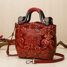 Новые ручные сумки женские модные ретро кожаные сумки с принтом розы женские диагональные сумки винтажные Цветочные воловья сумка на плечо