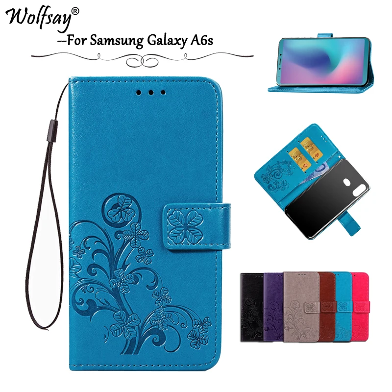 

For Samsung Galaxy A6S Case PU Flip Wallet Phone Bag Case For Samsung Galaxy A6S Card Holder Case For Samsung A6S Shell Fundas