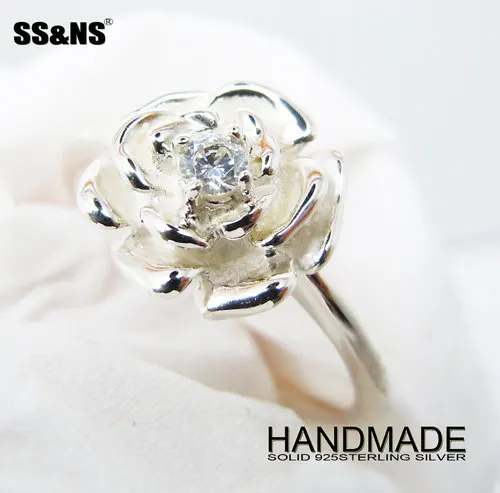 

Wellmade Solid 925 Sterling Silver Rose Ring