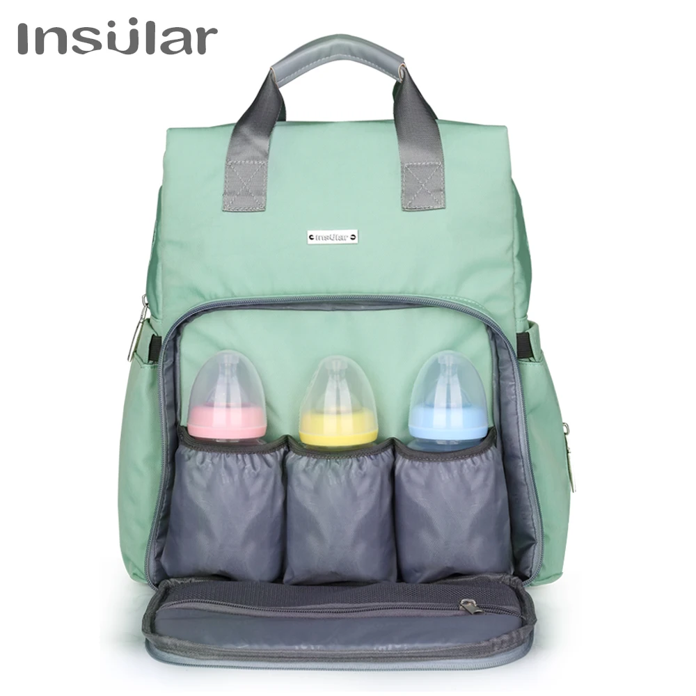 Insular الأزياء مومياء الأمومة الحفاض حقيبة كبيرة قدرة الطفل حقيبة عربة أطفال حقيبة السفر مصمم التمريض حقيبة للطفل الرعاية