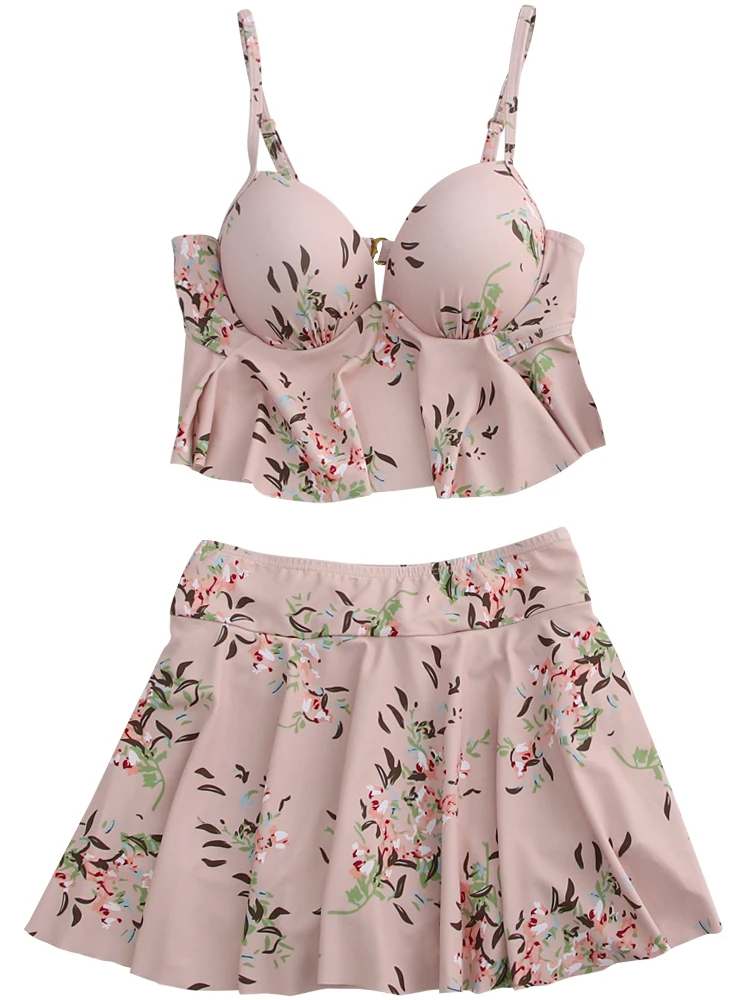 

2019 New Women Lace Printed Three Piece Bikini Set Swimsuit Swimming Summer Sexy Bathing Suit Swimwear Beach Wear Swim Suits