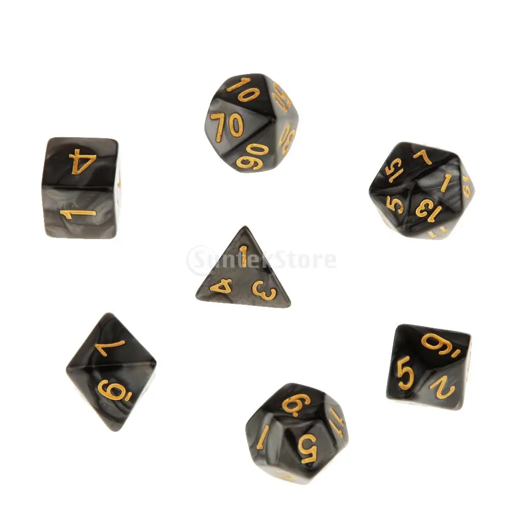 7 peices Polyhedral Dice for Dungeons and Dragons Dice D20 D12 D10 D8 D6 D4 Table Games +Dice Cup