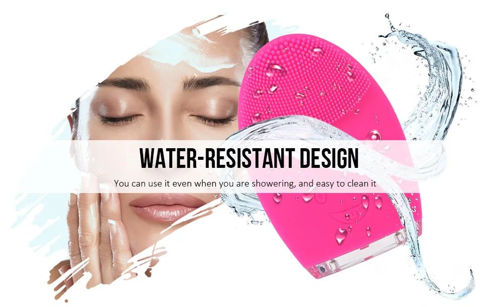 Rechargeable Silicone Facial Cleansing Brush Water-resistant Vibrating Massager
