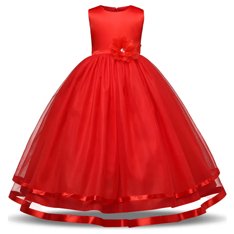 

Red Elegant Flower Girl Wedding Dresses Evening Party Dresses For Teenager Girl Children Costume Kids Clothes Girl Formal Frocks