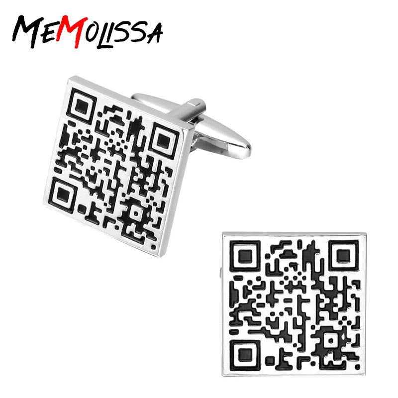 

MeMolissa Black QR Code Design Cufflinks For Mens wholesale cuff links cuff nails French shirt High Quality abotoaduras Jewelry