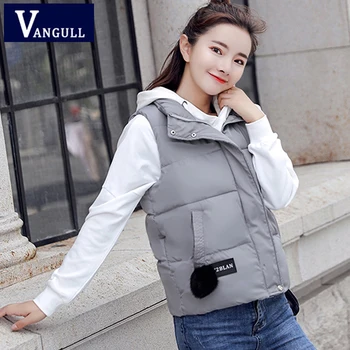 

2018 Autumn & Winter Casual regular solid O-Neck cotton none sleeve with button pocket zipper fashion slim colorful women's coat