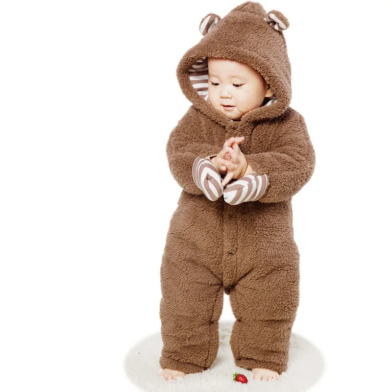 

Baby Fall Winter Thick Baby Romper Newborn Jumpsuit Warm Baby Clothes Kid Clothing Costume With Hat Long Sleeve Ropa Bebe