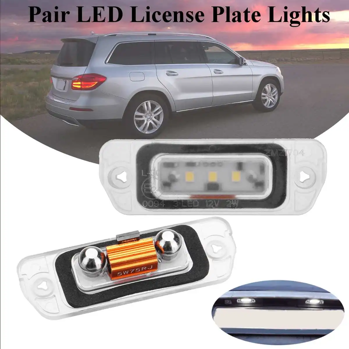 

Pair 3-SMD LED License Plate Light For Mercedes/Benz/AMG ML450 ML500 ML550 ML63 R350 R320 R500 X164 2005 2006 2007 2008 2009
