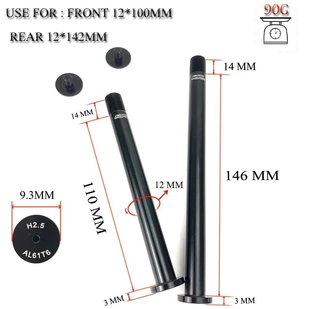 

Only 89g Super Light Alloy Material Skewers Front 12*100mm Rear 12*142mm Highway Disc Brake Skewer Bicycle Parts