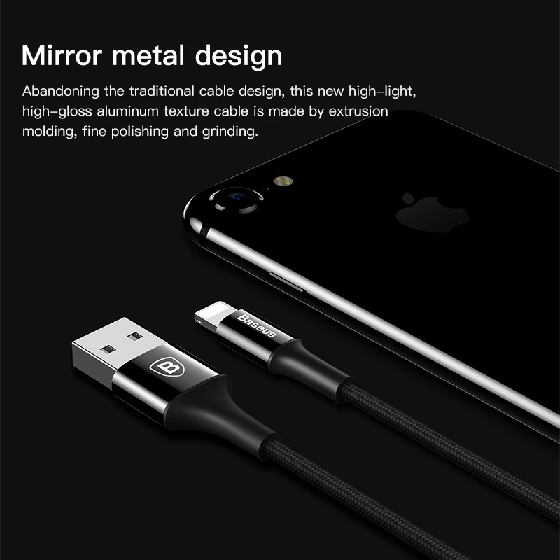 Светодиодный светильник Baseus USB кабель для iPhone Xs, Xr, XS, Max, X 8, 7, 6, 6 S, iPad, кабель для быстрой синхронизации данных, зарядное устройство, провод, адаптер