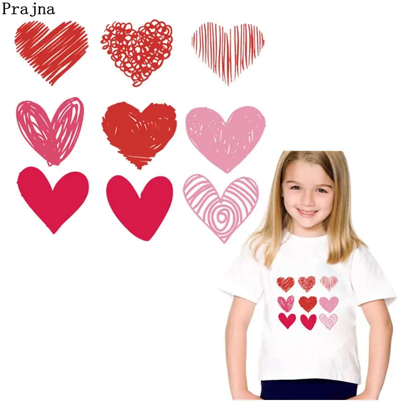

Prajna DIY Heart Iron On Heat Transfer Vinyl Thermal Stickers Ironing On Patches For Clothing T-shirt Applique Washable Sticker