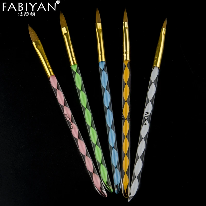 

5 pcs 2-Ways Set Acrylic Gel UV Brushes Pen Design Painting Drawing Tools Cuticle Pusher Tips Nail Art Manicure