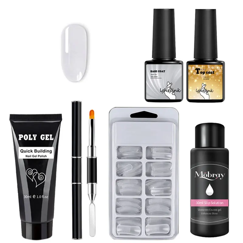 

30ml UV LED Builder Gel Polygel Set Quick Building Finger Extension Camouflage Nail Art Poly Gel Tips Brush Tools Kits
