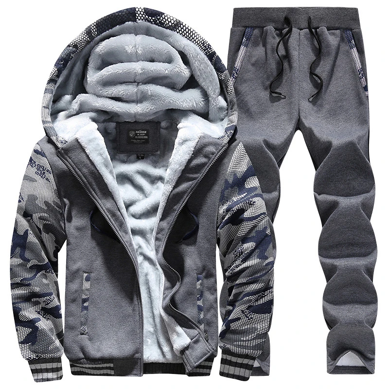 

Yaleke Men 'S Tracksuit Set Jacket & Jogger Manufacturer Direct Winter plus Velvet Thick Set Young Men Hooded Two-Piece Set L Mo