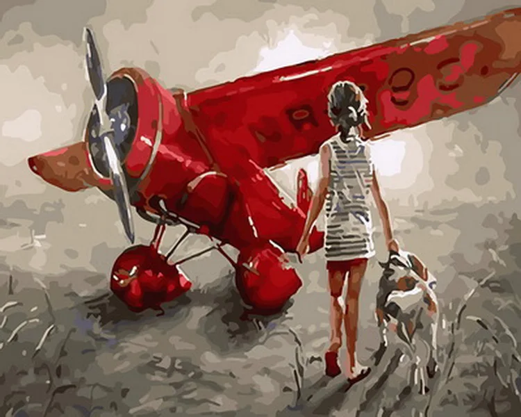 

Frameless picture oil paintings by numbers wall decor diy painting on canvas for home decor 4050cm aircraft