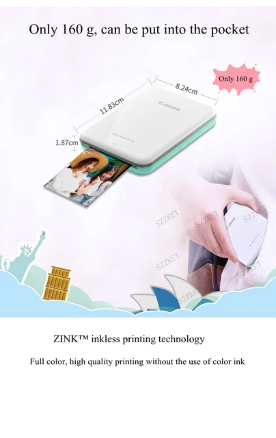 Pv123 Pocket Phone Photo Printer Inkless Portable Bluetooth Color Photo  Printer Gift Best Choice For Canon Pv-123 - Printers - AliExpress