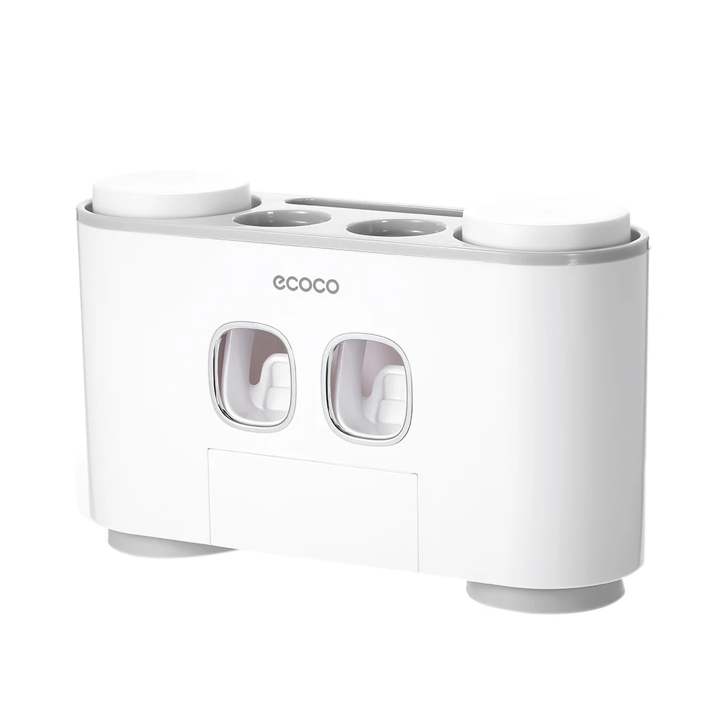 

ECOCO Bathroom Accessories Wall-mount Toothbrush Holder Auto Squeezing Toothpaste Dispenser Toothbrush Toothpaste Cup Storage